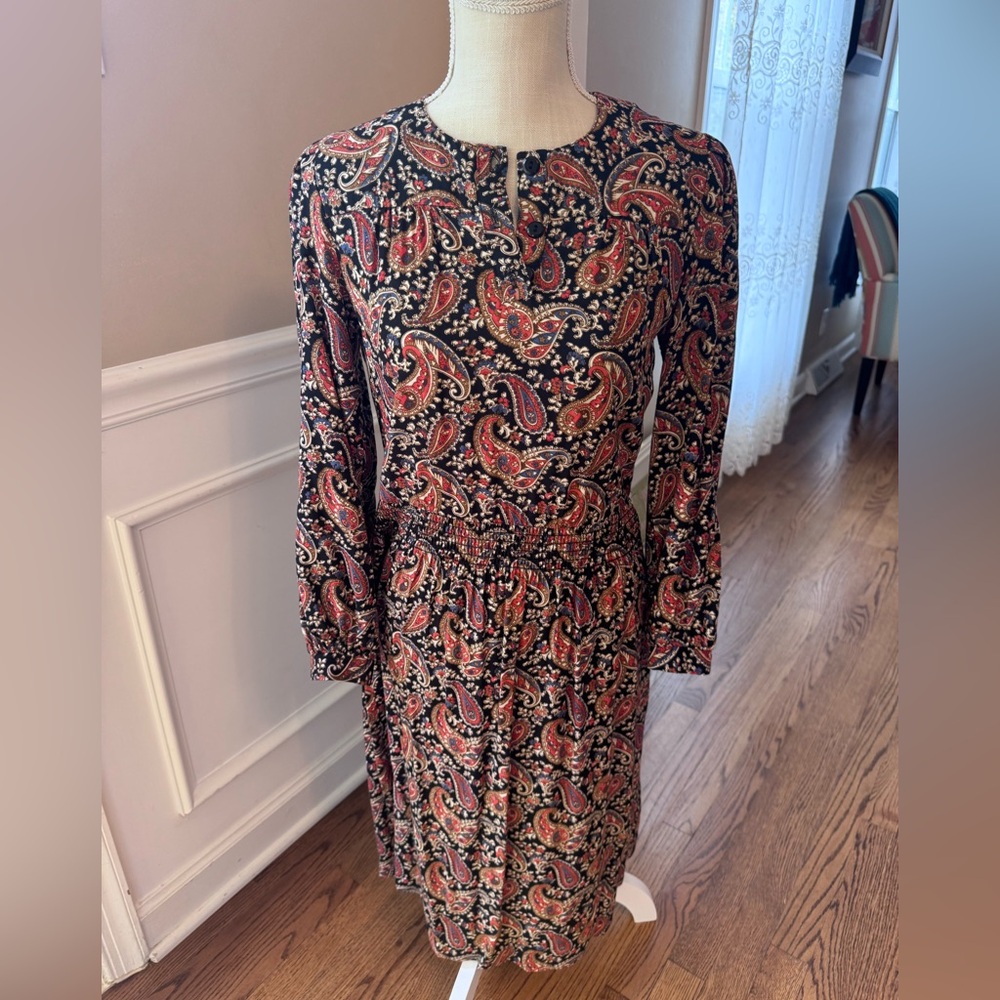 Taurus women’s size 6 Paisley long‎ dress with elastic waist 80s 90s vintage
